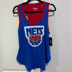 G-III 4her Brooklyn Nets Tank Top XL Red Blue Retro Logo NBA Hardwood Classics